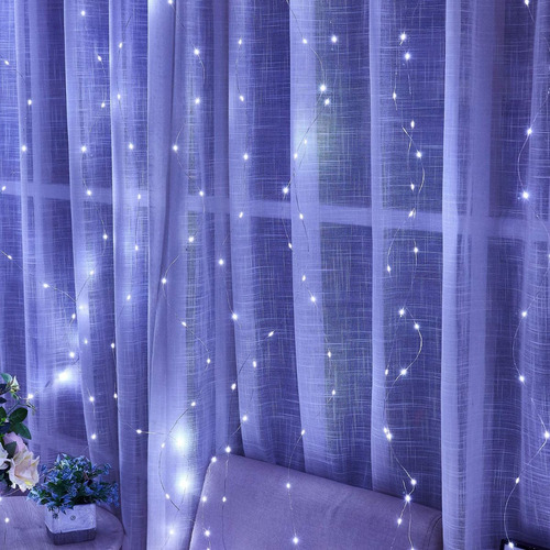 Cortina Luces Led Boda Fiesta Navidad Usb 3x3m Blanco Frio