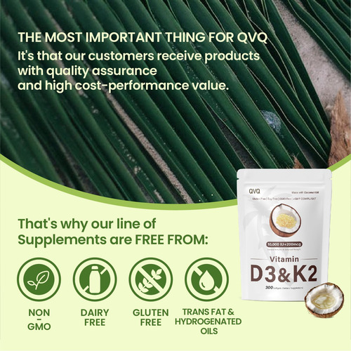 Qvq Vitamina D3 10000 Ui Y K2 Mk7 Aceite De Coco 300 Caps