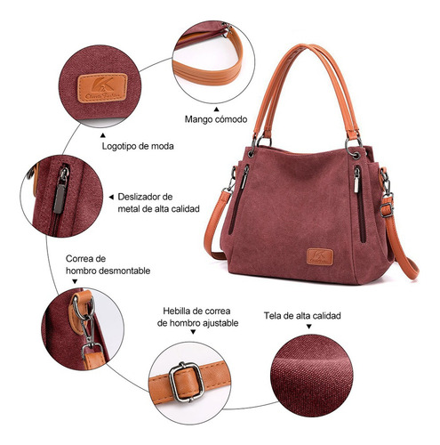 Li Bolso Multifuncional De Lona De Gran Capacidad For Mujer