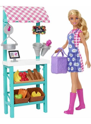 Set Barbie Farmers Market, Muñeca Granjera Original Mattel