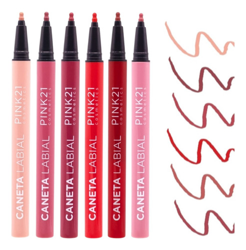 6 Caneta Labial Contorno Cs4949 Pink 21 Atacado