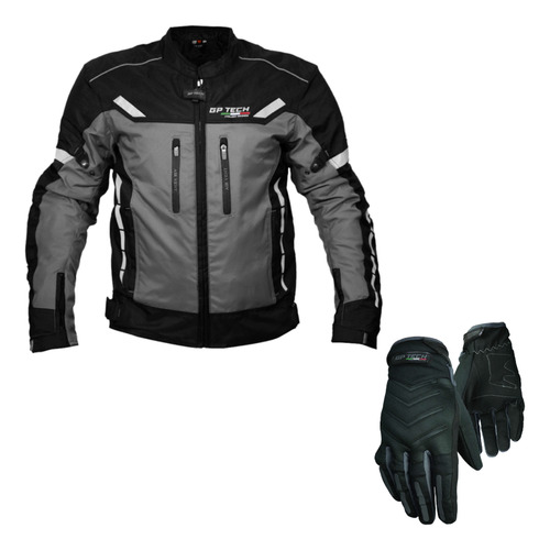 Kit Motociclsta Jaqueta Resistente Agua + Luva Touch Gp Tech