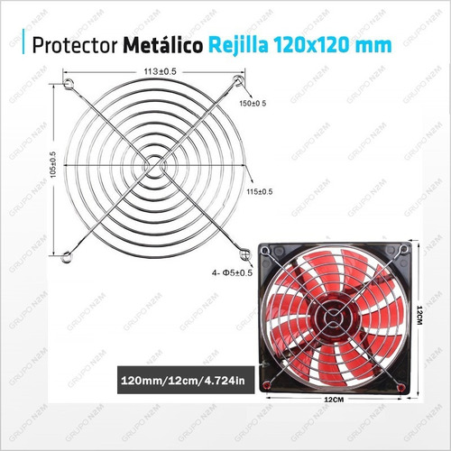 Imagen 4 de 10 de Rejilla Metalica Para Turbina 4in Ventilador Cooler 120x120
