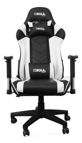 Silla Gamer Soul Ch100bl Blanca Con Negro Cuero Sintético