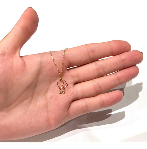 Cordão Com Pingente Menino Ouro 18k Corrente Bailarina 40cm Cor Amarelo