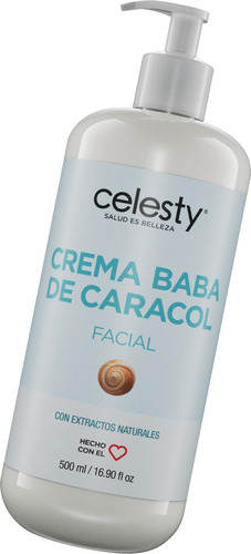 Crema Baba De Caracol Facial 500ml Celesty® Momento de aplicación Día/Noche Tipo de piel Todo tipo de piel