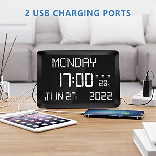Reloj Raynic, Reloj De Pared Regulable Con Pantalla Led Gran