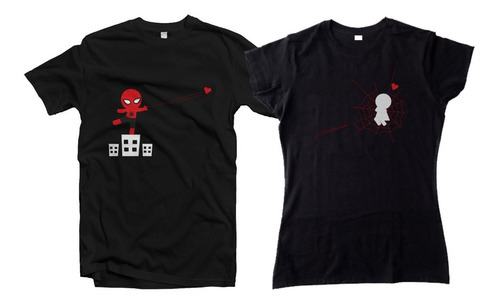 Playera Spiderman Spidey Parejas Novios Duo 2 Piezas