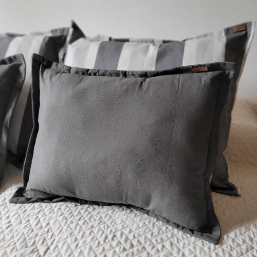 Pack X 2 Fundas De Almohadón 40x50 Tusor Gris Topo
