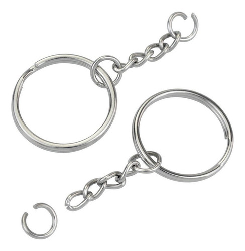 50 Llaveros Divididos Con Cadena De 1 Pulgada Y Anillos De