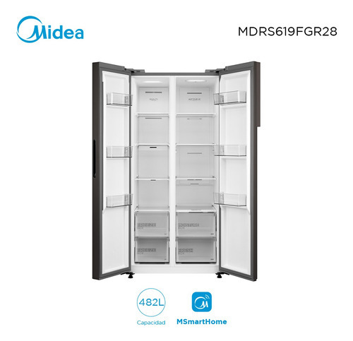 Heladera Black Inverter 482l Side By Side Midea Mdrs619fgr28 Color Negro