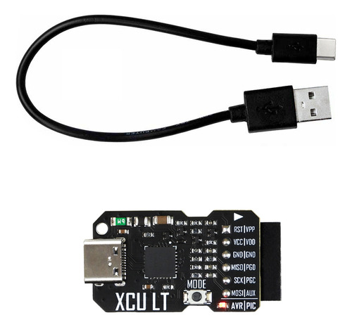 Programador PIC AVR modelo XCU LT MICROSIDE MICROCHIP con USB-C, modo convertidor Serial UART COM, puerto ICSP, compatible con PIC, PIC32, dsPIC y AVR, incluye cable USB