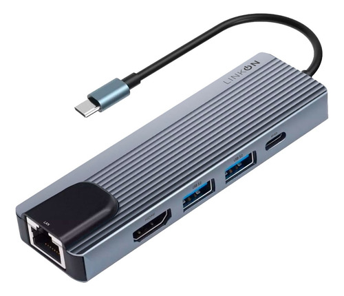 Hub Adaptador Usb Tipo C 5 En 1 Linkon Ethernet Rj45 Para Mac Macbook Windows 100mbps