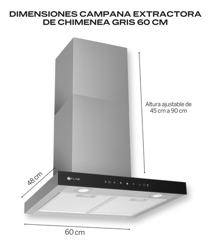 Combo Parrilla De Gas Y Campana Extractora 60 Cm | Lu4ha60 Color Gris