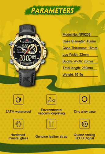 Naviforce Luxury Sport Cronógrafo Relojes De Cuero Para Homb