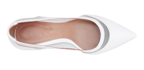 Imagem 4 de 4 de Sapato Scarpin Branco Noiva Telinha Transparente Salto Médio