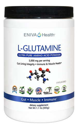 Eniva Health L-glutamina En Polvo Puro (1.1 Libras), 101 Por