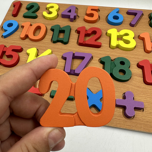 Tabuleiro Encaixe Números Madeira Brinquedo Educativo Cor 26 Peças