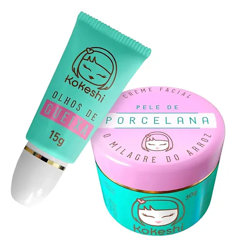Kit Creme Facial Pele De Porcelana + Olhos De Gueixa Kokeshi
