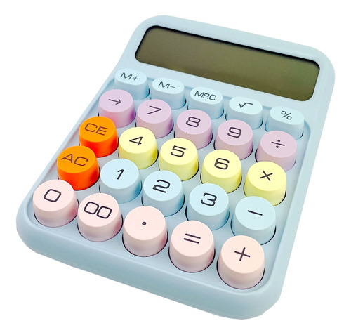 Calculadora Escolar Escritório Colorida 12 Dígitos Botão Gdr Cor Azul-celeste