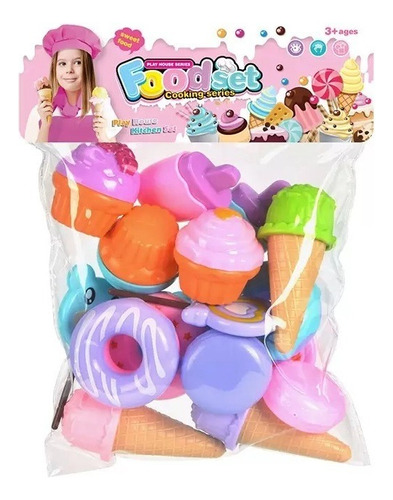 Set De Helados Y Donas 17 Piezas En Bolsa Comida De Juguete