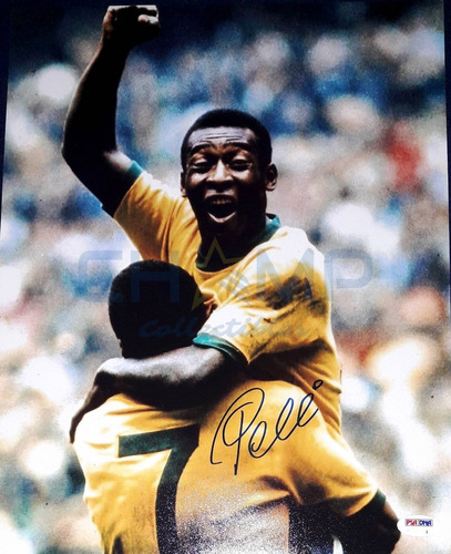 Foto Firmada Pele Brasil Campeon Mundial Mexico 70 Autografo