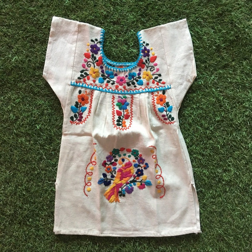 Imagem 1 de 2 de Vestido Mexicano Infantil Bebê T2 Bordado A Mão Original