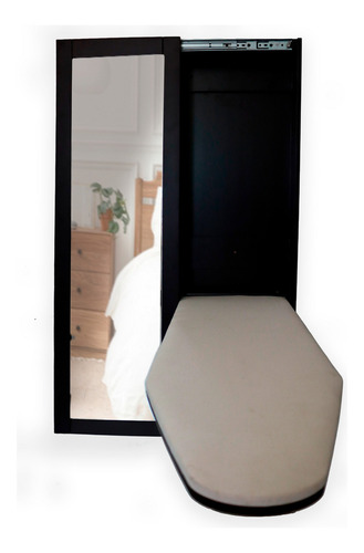 Burro De Planchado Plegable Con Espejo Mueble Compact Yunuen Compact Chocolate