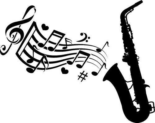 Adesivo Parede Música Sax Notas Musicais Decorativo Preto