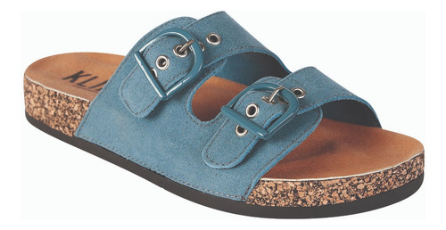 Sandalias Casuales Slide Dama Estilo 4005 Color Celeste