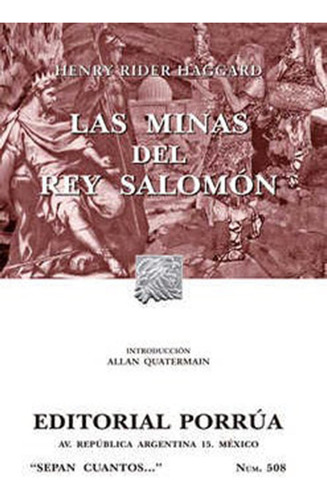 Las Minas Del Rey Salomón / Nuevo Y Original / Porrúa, De Henry Rider Haggard., Vol. 1. Editorial Porrúa, Tapa Blanda En Español, 1986