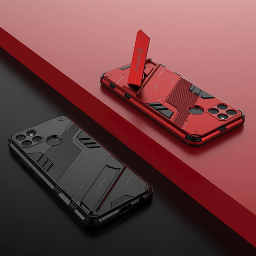 Funda Punk Uso Rudo Carcasa Para Realme C21y/c25y+mica Rojo Realme C21y/realme C25y