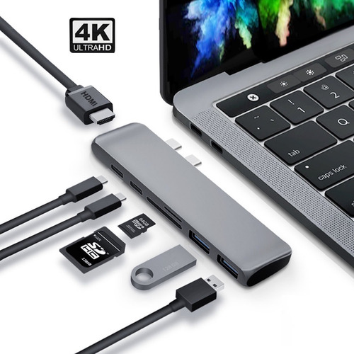 Imagen 5 de 9 de Adaptador Usb C Hub Mac Macbook Air Pro Hdmi 4k Usb C Sd Tf