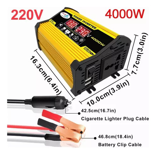 Nuevo Inversor De Coche Con 2 Salidas 12v-220v 4000w