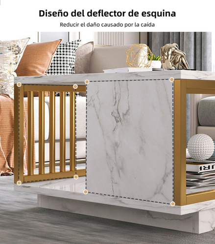 Mesa De Centro De Metal Rectangular Moderna, Mesa De Centro Blanco