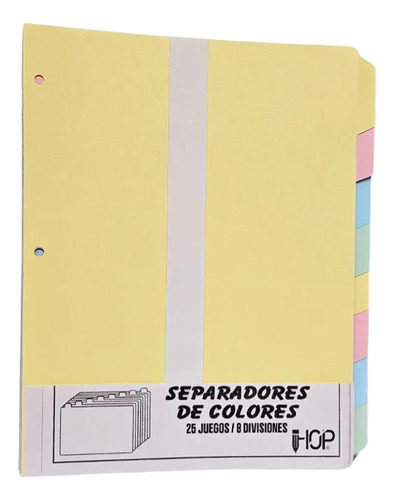 Separadores De Cartulina Carta 8 Pestañas, Bulto De 25 Pack.