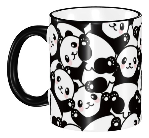 Jsptomtt Cute Panda 12 Oz Tazas De Café De Cerámica Taza Par