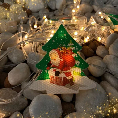 Varal De Led Decoração Natalina Luzes Pisca Pisca 10 Lâmp 2m Luzes Rf1 A Pilha