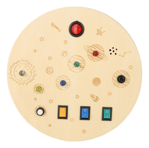 Tablero Sensorial Led Redondo De Madera Para Niños Y Adolesc