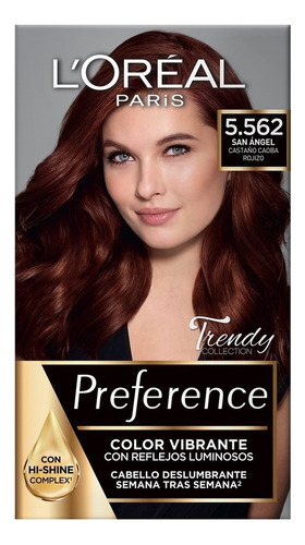 Kit Crema reveladora L'Oréal Paris  Preference Tinte Para Cabello Preference L'oréal Paris tono 5.562 san ángel castaño caoba rojizo para cabello