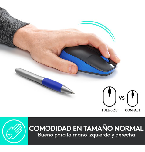Mouse Inalámbrico De Tamaño Normal Logitech M190 Azul