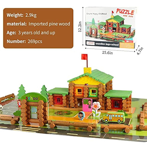 Juego De Troncos De Madera Auténtica Wondertoys De 269 Pieza