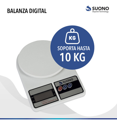 Imagen 6 de 9 de Balanza de cocina digital Electronic SF-400 pesa hasta 10kg blanca