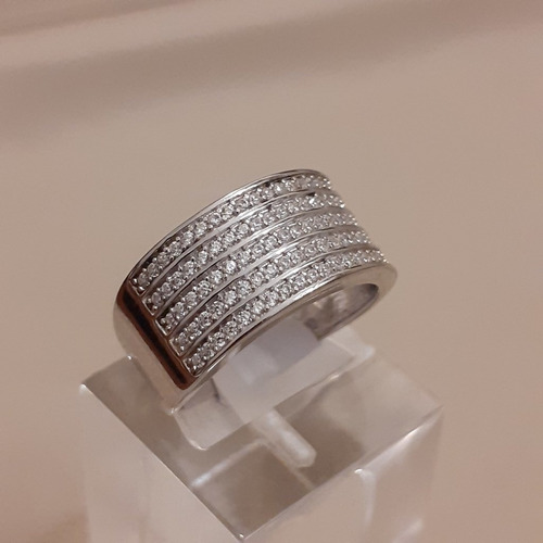 Anillo 1/2 Sin Fin Plata 925 Rodinada Y Cubics