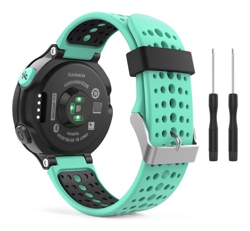 Pulseira Compatível Garmin 235 735xt 220 630 Fácil De Trocar Cor Verde água / Preta