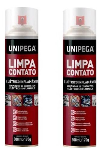 2 Pç Limpa Contato Eletrico Placa Circuito 300ml Unipega