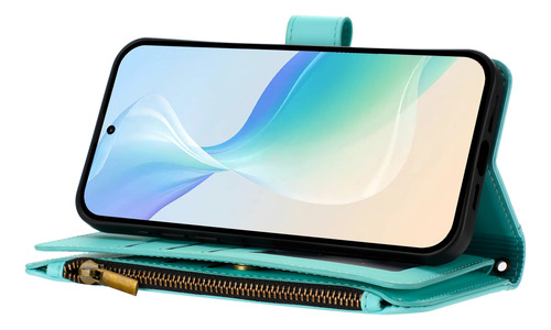Funda Tipo Cartera De Piel Con Cierre De 9 Ranuras Para Huawei Nova Y70/y90, 6 Colores, Función Atril, Desmontable, Correa De Muñeca