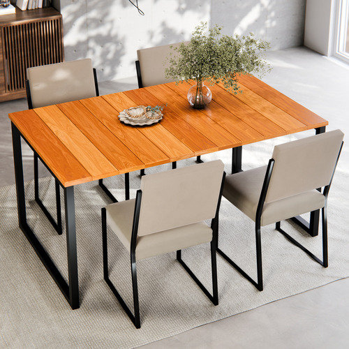 Kit 2 Cadeiras De Jantar Industrial Estofada Para Mesa Cozinha Cor Off