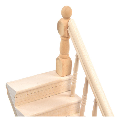 Escalera Para Casa De Muñecas De Abedul Brillante Con Esquin