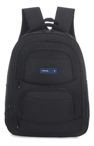 Mochila De Viaje Porta Notebook Travel Tech Con Organizador Color Negro 16745 Diseño De La Tela Lisa